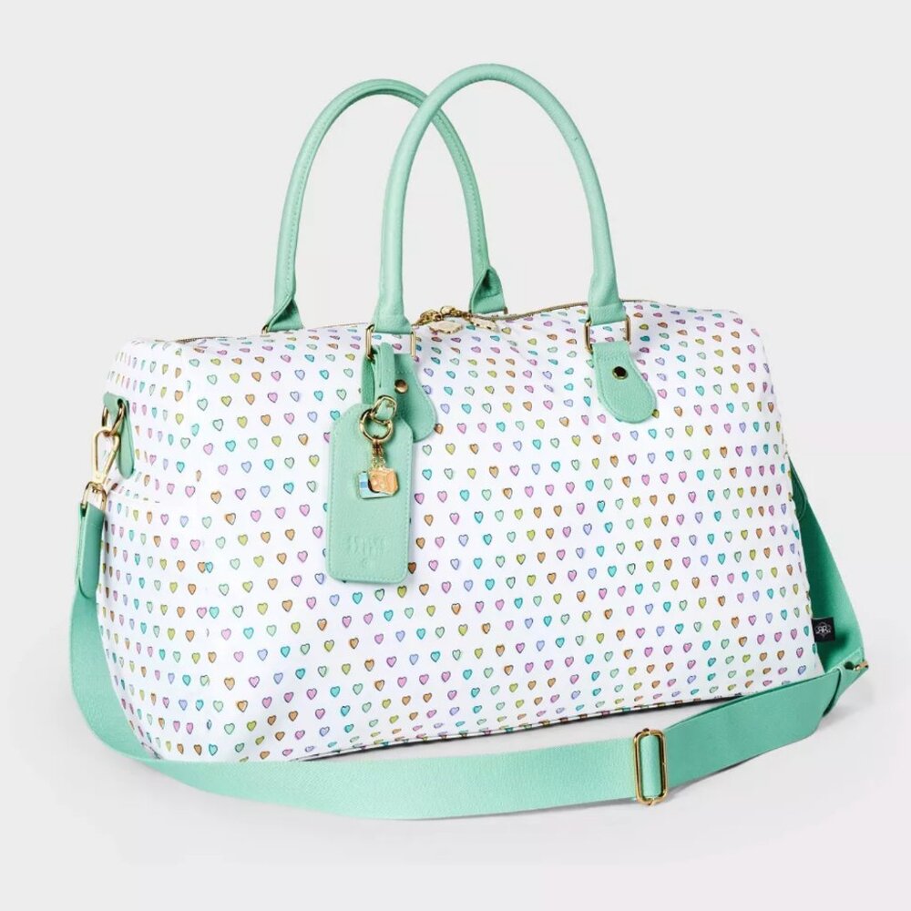 Disco Hearts Wave Softside Duffel Bag White/Teal Roller Rabbit x Target